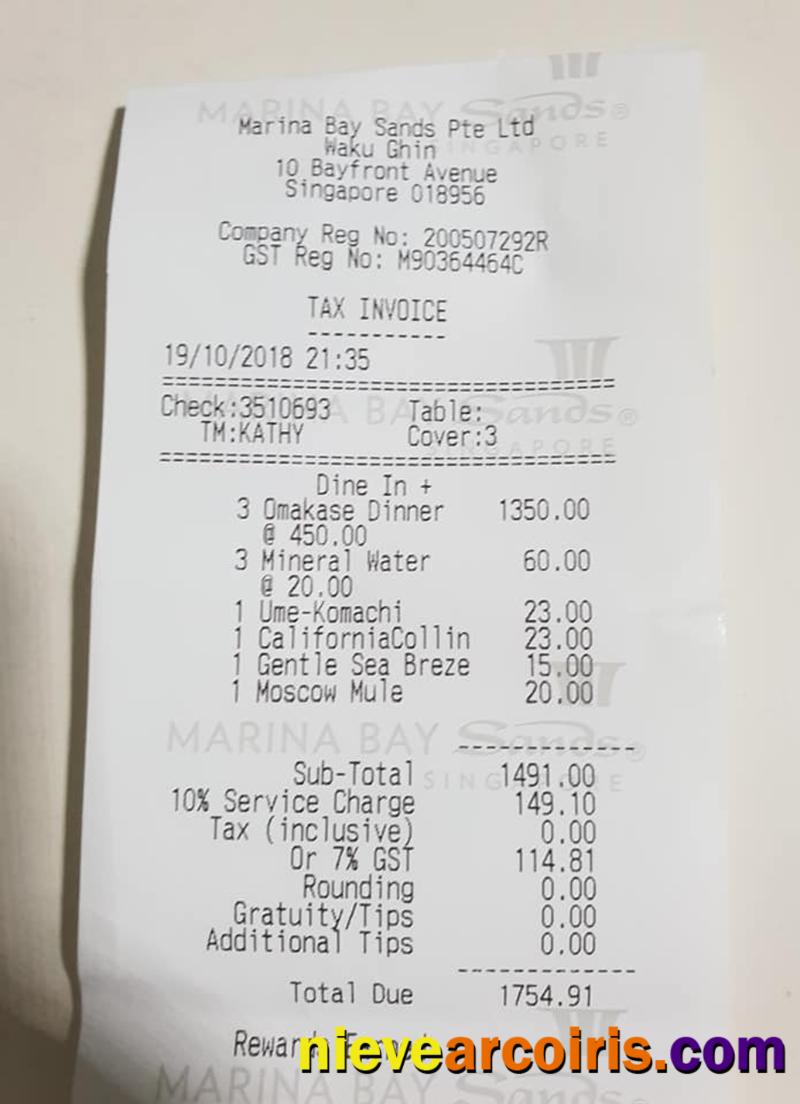 Marina Bay Sands payment check